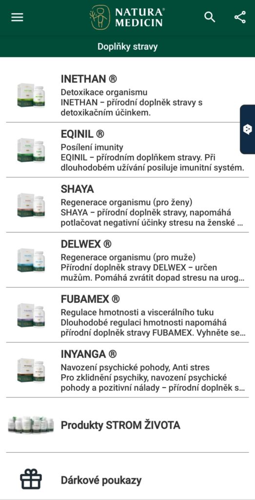 Produkty w aplikacji NATURAMEDICIN